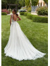 Illusion Neck Beaded Ivory Lace Tulle Sparkly Wedding Dress